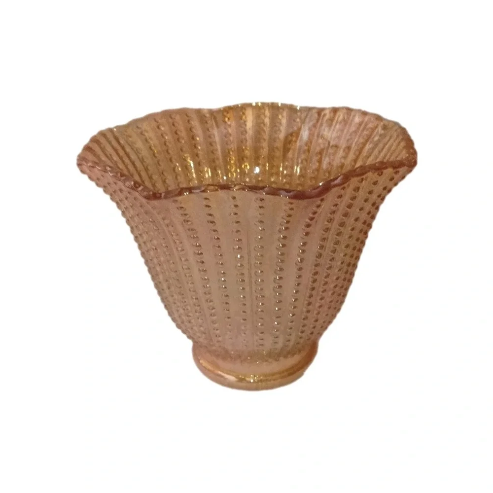 Vintage Peach Iridescent Beaded Glass Fairy Lamp Light Shade 2.25